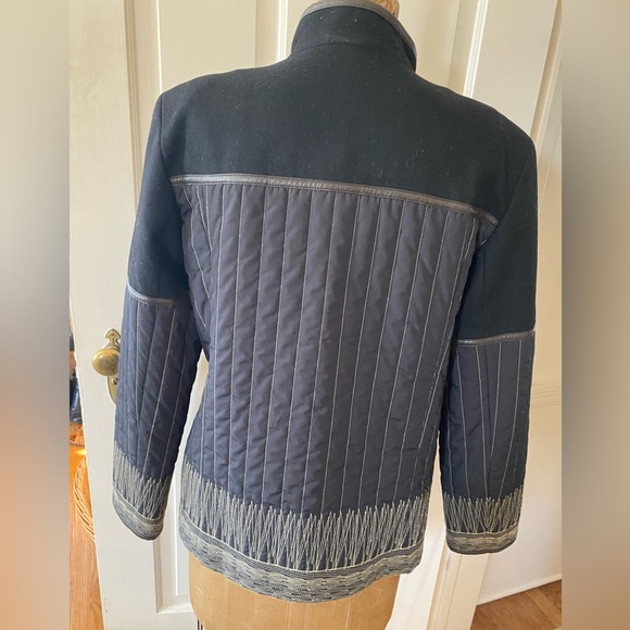 Schneiders Salzburg Wool Leather Car Coat Quilted Embroidered - Picture 6 of 13